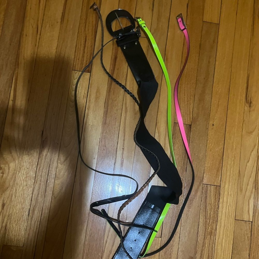 Black, Brown, Neon Pink, Neon Green Belt Bundle